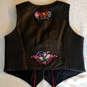 First Classics Leather Gear Vest Womans Size L.  Black  Biker Motorcycle Ride
